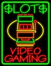 New Slots Video Gaming Real glass Neon Sign 32"x24" Beer Lamp Light picture