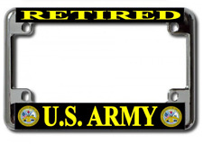 RETIRED ARMY USA MADE CHROME MOTORCYCLE LICENSE PLATE FRAME picture