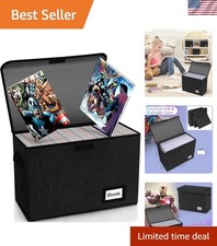 Self-Assembly Comic Organizer Box - Capacity for 180 Comics, Black Linen Finish picture