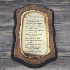 Vintage Home Interiors Homco The Ten Commandments Bible Brass Wood Wall Plaque picture