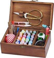 Wooden Sewing Kit Box for Adults Vintage Basic Home Sewing Basket - Accessories picture