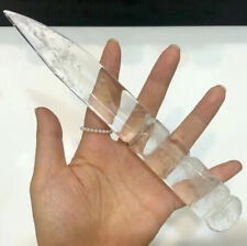 Natural White Clear Knife Quartz Crystal Carved Polished Reiki Healing 1pc picture