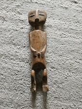 Antique Tribal Carved Wood Figurine Closed Eyes Male Fertility Flat Face  picture