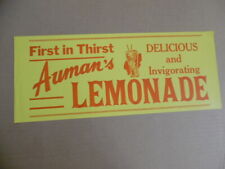 c.1959 AUMAN'S LEMONADE Paper Sign Atomic Age Drive-In Vintage Original NOS VG picture