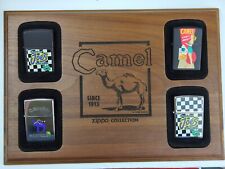 4 Vintage 1997 Zippo CAMEL CIGARETTES Lighters w/ Camel ZIPPO Collection Plaque picture