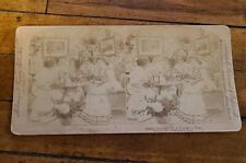 Antique 1897 Underwood Stereoview Card Womens Tea At Every Sip a Reputation Dies picture