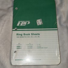 Vintage Boorum & Pease 100 Ring Book Paper Sheets 9.5"x 6" Non Reinforce 3 Ring picture