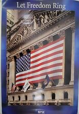M) Vintage NYSE Manhattan, New York Stock Exchange Let Freedom Ring Poster picture