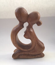 Vintage Carved Wood Sculpture Man & Woman Kissing. picture