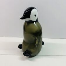 #1 Glass Baby Penguin Figurine Paperweight Black White picture