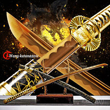 All Gold 1095 Steel Functional Sharp Sword Battle Ready Japanese Samurai Katana picture