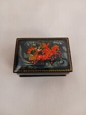 Vintage Miniature Hand Painted Lacquer Russian Box hinged & Signed picture