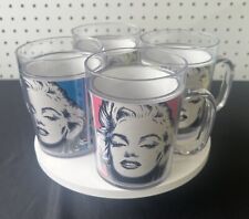 Rare LOT OF 4 Vintage Plastic 1999 Marilyn Monroe Mugs Red, Blue, Green & Pink picture
