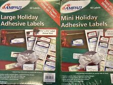 NOS Vtg Lot/2 Ampad 1 Mini (90) and 1 Large (60) Winter Holiday Adhesive Labels picture