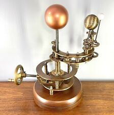 Heavy Solid Bronze Solar System Orrery Sun, Earth And Moon with wooden base picture