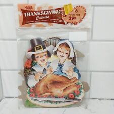 🌻 Vintage EUREKA Autumn Thanksgiving Cutouts Decorations 6 in Original Package picture