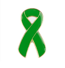Green Ribbon Bow Mental Health Support Wellbeing Pin Badge Lapel Brooch Gift picture