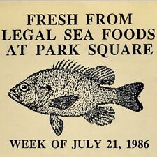 1986 Legal Sea Foods Restaurant Menu Park Plaza Square Boston Massachusetts picture