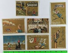Vintage (Lot of 7) 1880's Soapine Wizard Man on Wire Train Victorian Trade Cards picture