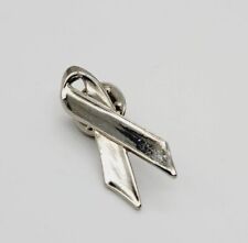 Brain Cancer Awareness Gray Ribbon Silver tone Brooch Lapel Hat Jacket Pin picture