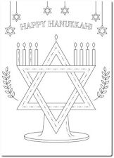 Color Your Own Hanukkah Star of David Menorah, DIY Coloring Magnet for Chanukkah picture