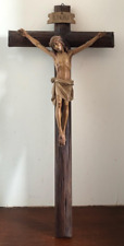 Vintage Catholic Church Wood Carved Crucifix and Corpus 11