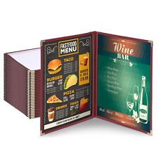 WeChef 30 Pack Restaurant Menu Covers 8.5 x 11 Double Fold 2 Pages 4 Views Tr... picture