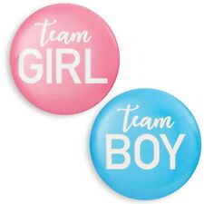 24 Pack Gender Reveal Pins, Blue and Pink Team Boy Team Girl Buttons, 2.25 In picture