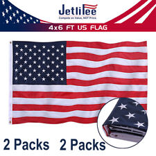 Jetlifee 2 Packs 4x6 FT American USA US Flag Banner Embroidered Stars Heavy Duty picture