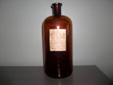 vintage large amber hydrogen peroxide bottle cork hornell ny drug co. picture