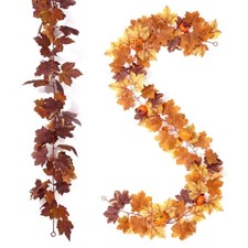 Fall Artificial Maple Leaf Garland Mixed Brown Color With Pumpkin(5 Colors) picture