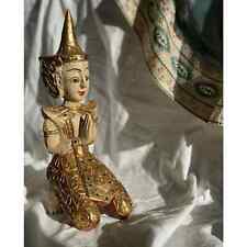 Vintage Wooden Thai Statue, Thailand, embellished, temple guard, meditating picture