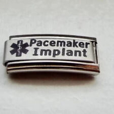 Pacemaker Implant medical alert sign 9mm laser Italian charm bracelet super link picture