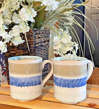 Set 2 Pier 1 Imports Coffee Tea Mugs Cups 22 Oz, Blue Sand Turquoise Stoneware picture