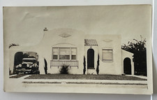 Antique B&W Photo Antique Automobile Parked By Spanish Influence House picture