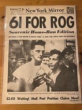 VINTAGE NEWSPAPER HEADLINE~ROGER MARIS BEATS BABE RUTH 61 HOME RUNS Oct. 1961 picture
