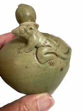 Sage Green Glazed Art pottery Ceramic Lizard Bottle With Matching Lid picture
