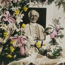 Pope Leo XIII Memorial Stereoview c1903 Tinted Funeral Flowers Death Photo D944 picture
