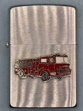 Vintage 1980 Antique Fire truck Emblem Chrome Zippo Lighter picture