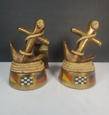 ANTIQUE NAUTICAL MARITIME SEA SHIP ANCHOR ROPE LIGHTHOUSE MARION BRONZE BOOKENDS picture