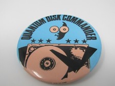 Vintage 80s Quantum Disk Commander Pinback Button Computer Hard Drive Tech Promo picture