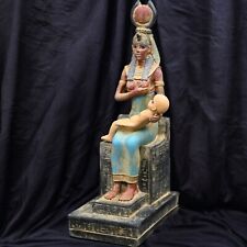 RARE ANCIENT EGYPTIAN ANTIQUITIES Statue Goddess Isis Breastfeeding Baby Horus picture