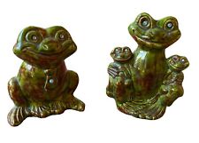 Cute Vintage Ceramic Frog Family Set - Mom, Dad And Two Froggie Kids picture