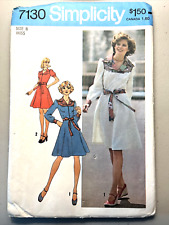 Simplicity 7130 Dress Top Stitched Front Zip Notched Collar Yoke Bust 31.5 picture