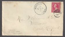 WARREN, CT ~1898 CDS & TARGET CANCEL TIES 2c RED WASHINGTON STAMP TO NEW MILFORD picture