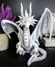 Ebros Ruth Thompson White Checkmate Dragon with Majestic Horns Statue 8.25