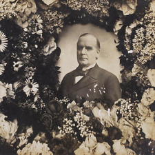 President William McKinley Stereoview c1901 Memorial Funeral Flowers Photo L462 picture