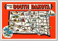 Greetings From South Dakota Map Postcard picture