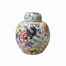Chinese Hand Painted Colorful Peony Flowers Motif Porcelain Jar ws1565 picture
