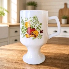 Vintage Corning Pedestal Mug "Spice of Life" Milk Glass USA picture